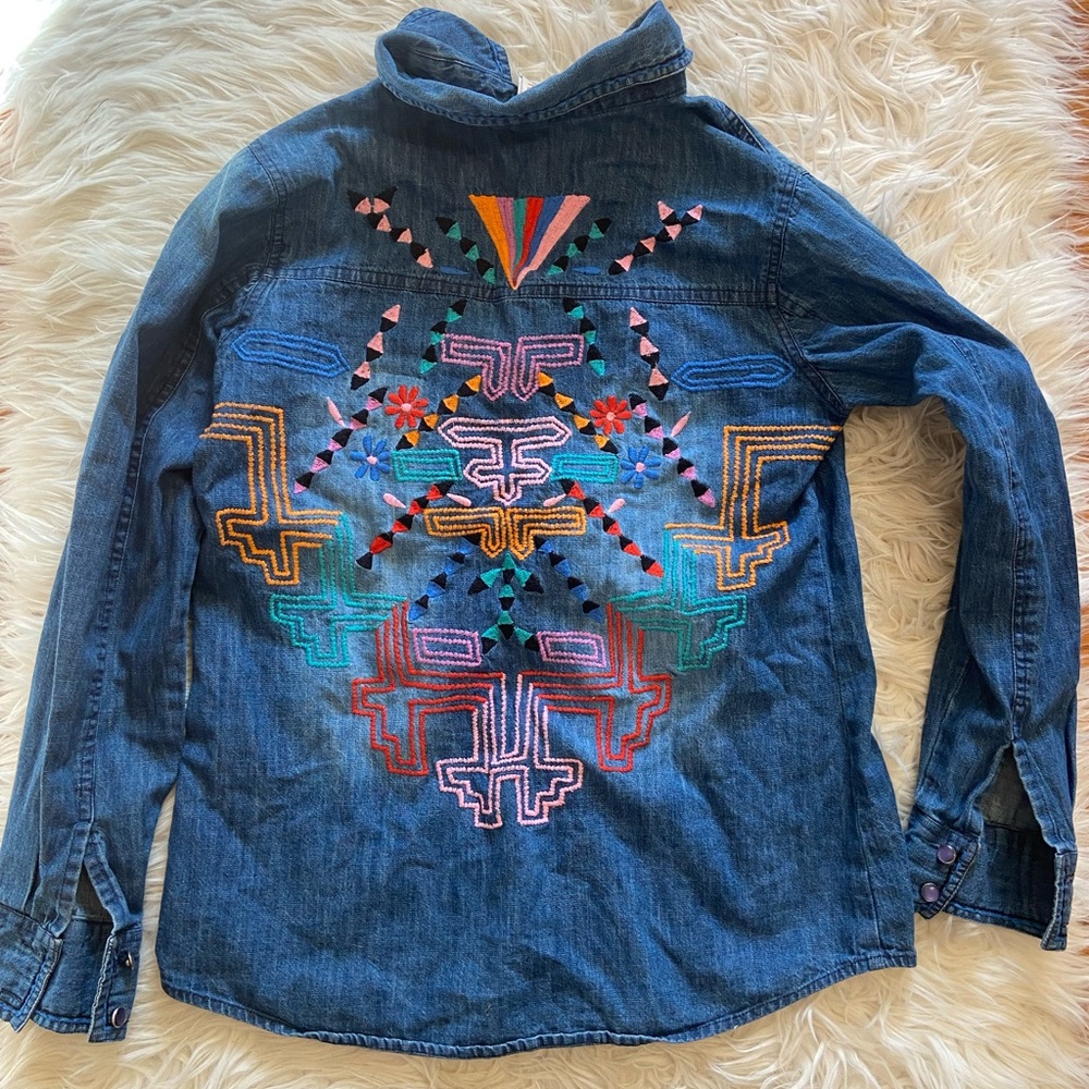RAGA Kids Denim Shirt with Colorful Embroidery